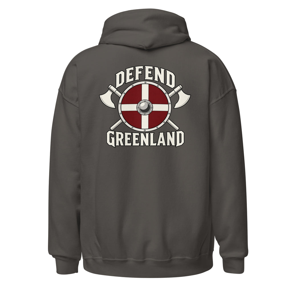 Eldruna Defend Greenland hoodie in Charcoal — back print