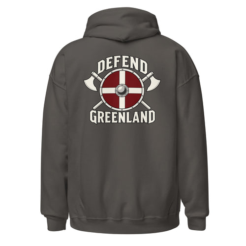 Eldruna Defend Greenland hoodie in Charcoal — back print
